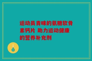 运动员青睐的氨糖软骨素钙片 助力运动健康的营养补充剂