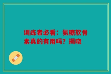 训练者必看：氨糖软骨素真的有用吗？揭晓