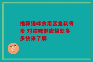 推荐猫咪食用鲨鱼软骨素 对猫咪健康益处多多快来了解