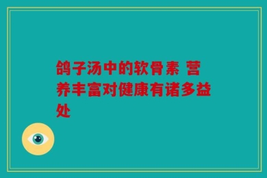 鸽子汤中的软骨素 营养丰富对健康有诸多益处