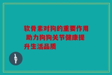 软骨素对狗的重要作用 助力狗狗关节健康提升生活品质