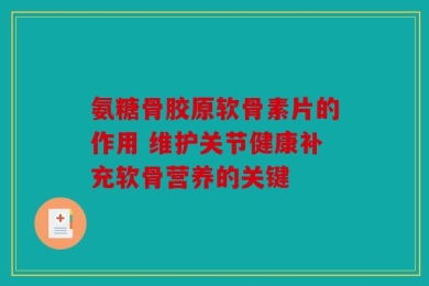 氨糖骨胶原软骨素片的作用 维护关节健康补充软骨营养的关键