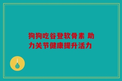 狗狗吃谷登软骨素 助力关节健康提升活力
