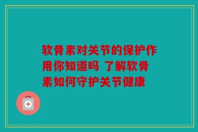 软骨素对关节的保护作用你知道吗 了解软骨素如何守护关节健康
