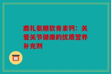 鹿礼氨糖软骨素钙：关爱关节健康的优质营养补充剂