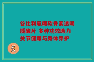 谷比利氨糖软骨素透明质酸片 多种功效助力关节健康与身体养护