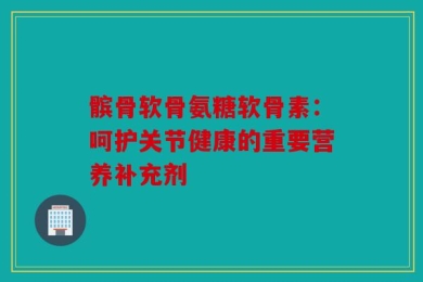 髌骨软骨氨糖软骨素：呵护关节健康的重要营养补充剂