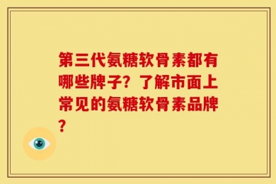 第三代氨糖软骨素都有哪些牌子？了解市面上常见的氨糖软骨素品牌？