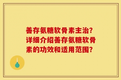 善存氨糖软骨素主治？详细介绍善存氨糖软骨素的功效和适用范围？