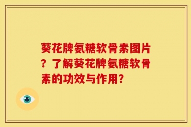 葵花牌氨糖软骨素图片？了解葵花牌氨糖软骨素的功效与作用？