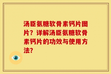 汤臣氨糖软骨素钙片图片？详解汤臣氨糖软骨素钙片的功效与使用方法？