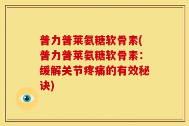 普力普莱氨糖软骨素(普力普莱氨糖软骨素：缓解关节疼痛的有效秘诀)