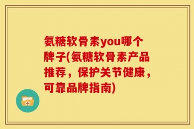 氨糖软骨素you哪个牌子(氨糖软骨素产品推荐，保护关节健康，可靠品牌指南)