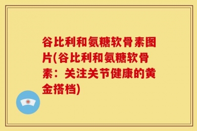 谷比利和氨糖软骨素图片(谷比利和氨糖软骨素：关注关节健康的黄金搭档)
