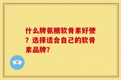 什么牌氨糖软骨素好使？选择适合自己的软骨素品牌？