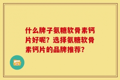 什么牌子氨糖软骨素钙片好呢？选择氨糖软骨素钙片的品牌推荐？