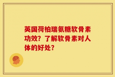 英国荷柏瑞氨糖软骨素功效？了解软骨素对人体的好处？