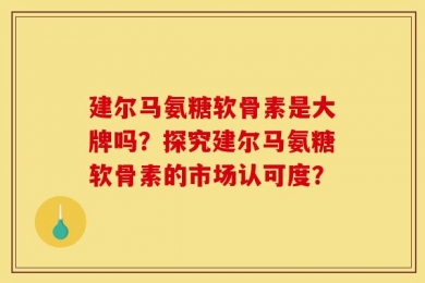 建尔马氨糖软骨素是大牌吗？探究建尔马氨糖软骨素的市场认可度？