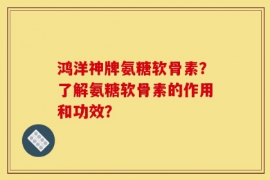 鸿洋神牌氨糖软骨素？了解氨糖软骨素的作用和功效？
