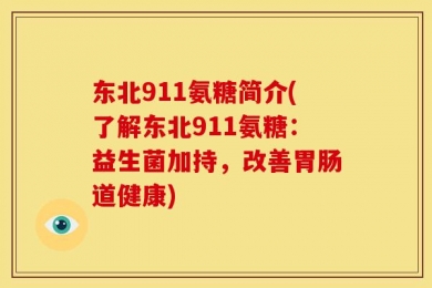 东北911氨糖简介(了解东北911氨糖：益生菌加持，改善胃肠道健康)