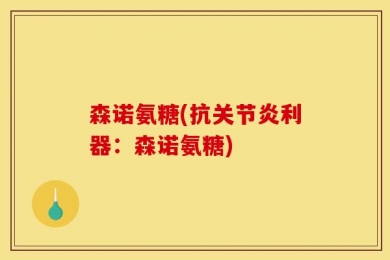 森诺氨糖(抗关节炎利器：森诺氨糖)