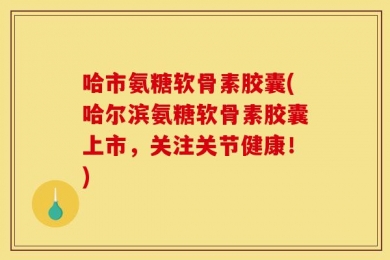 哈市氨糖软骨素胶囊(哈尔滨氨糖软骨素胶囊上市，关注关节健康！)
