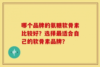 哪个品牌的氨糖软骨素比较好？选择最适合自己的软骨素品牌？