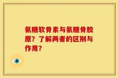 氨糖软骨素与氨糖骨胶原？了解两者的区别与作用？