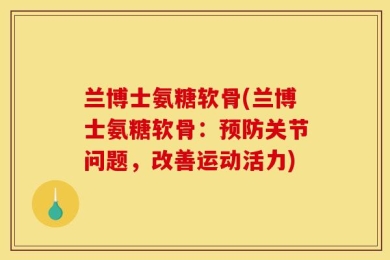 兰博士氨糖软骨(兰博士氨糖软骨：预防关节问题，改善运动活力)