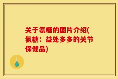 关于氨糖的图片介绍(氨糖：益处多多的关节保健品)