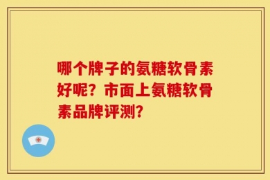 哪个牌子的氨糖软骨素好呢？市面上氨糖软骨素品牌评测？