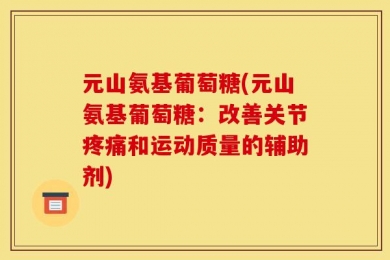 元山氨基葡萄糖(元山氨基葡萄糖：改善关节疼痛和运动质量的辅助剂)