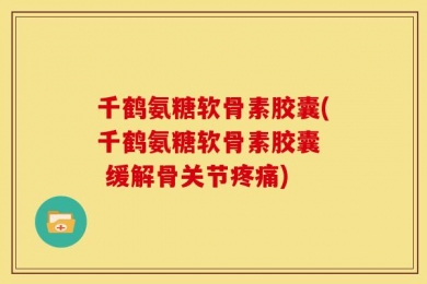 千鹤氨糖软骨素胶囊(千鹤氨糖软骨素胶囊  缓解骨关节疼痛)