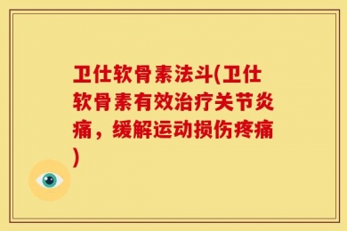 卫仕软骨素法斗(卫仕软骨素有效治疗关节炎痛，缓解运动损伤疼痛)