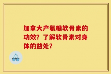 加拿大产氨糖软骨素的功效？了解软骨素对身体的益处？
