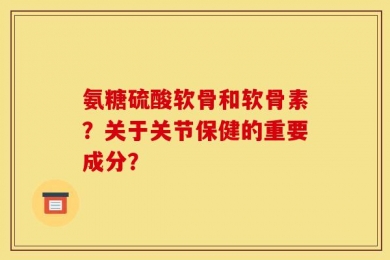 氨糖硫酸软骨和软骨素？关于关节保健的重要成分？
