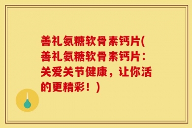 善礼氨糖软骨素钙片(善礼氨糖软骨素钙片：关爱关节健康，让你活的更精彩！)