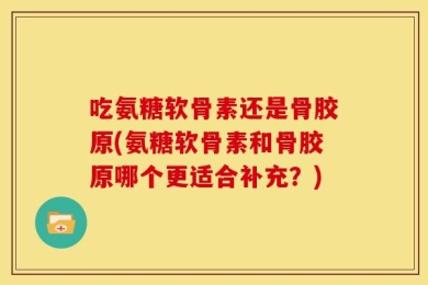 吃氨糖软骨素还是骨胶原(氨糖软骨素和骨胶原哪个更适合补充？)