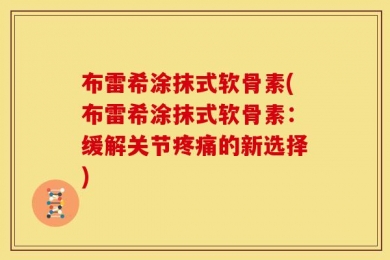 布雷希涂抹式软骨素(布雷希涂抹式软骨素：缓解关节疼痛的新选择)