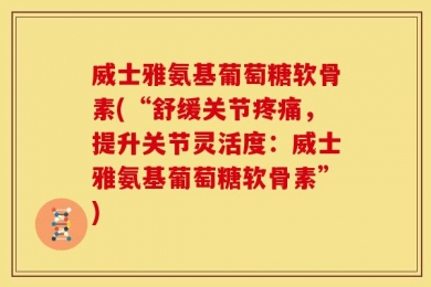 威士雅氨基葡萄糖软骨素(“舒缓关节疼痛，提升关节灵活度：威士雅氨基葡萄糖软骨素”)