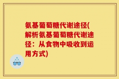氨基葡萄糖代谢途径(解析氨基葡萄糖代谢途径：从食物中吸收到运用方式)