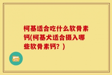 柯基适合吃什么软骨素钙(柯基犬适合摄入哪些软骨素钙？)