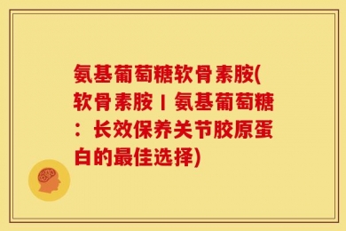 氨基葡萄糖软骨素胺(软骨素胺丨氨基葡萄糖：长效保养关节胶原蛋白的最佳选择)