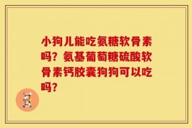 小狗儿能吃氨糖软骨素吗？氨基葡萄糖硫酸软骨素钙胶囊狗狗可以吃吗？