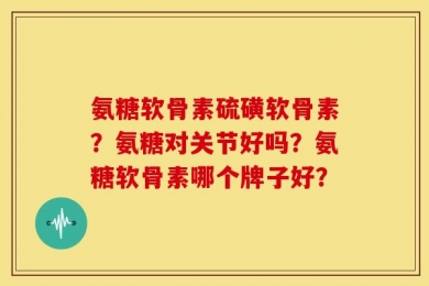 氨糖软骨素硫磺软骨素？氨糖对关节好吗？氨糖软骨素哪个牌子好？