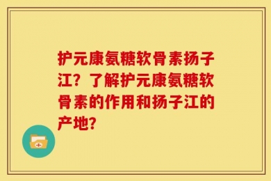 护元康氨糖软骨素扬子江？了解护元康氨糖软骨素的作用和扬子江的产地？