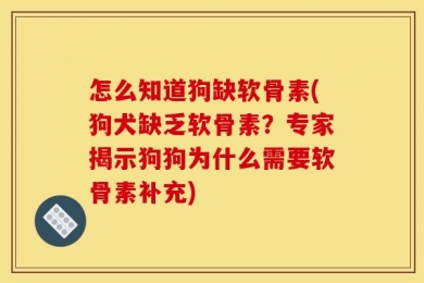 怎么知道狗缺软骨素(狗犬缺乏软骨素？专家揭示狗狗为什么需要软骨素补充)
