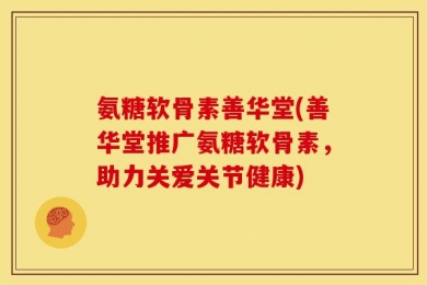 氨糖软骨素善华堂(善华堂推广氨糖软骨素，助力关爱关节健康)