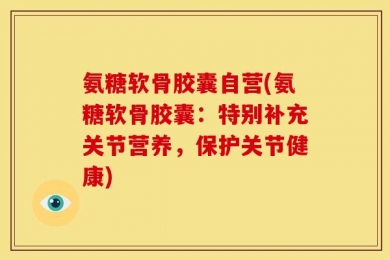 氨糖软骨胶囊自营(氨糖软骨胶囊：特别补充关节营养，保护关节健康)