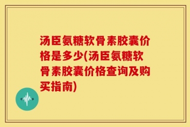 汤臣氨糖软骨素胶囊价格是多少(汤臣氨糖软骨素胶囊价格查询及购买指南)